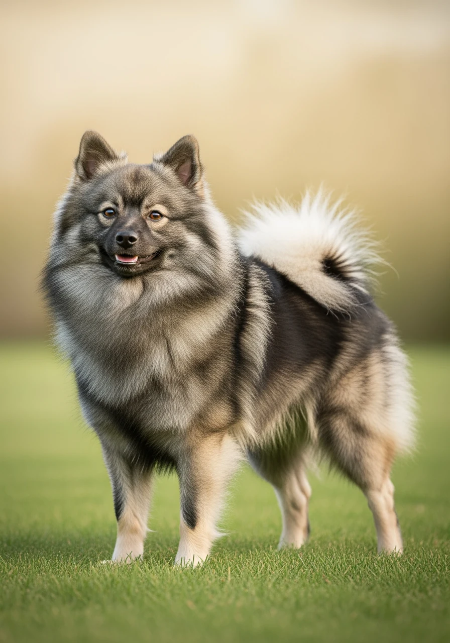 Petit Spitz adulte avec une robe spectaculaire, pelage dense et bien brossé